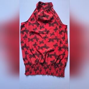 Maurices Red Sleeveless Butterfly Print Blouse